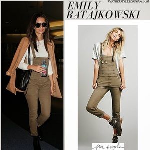 Free People Tan/Khaki Straight Fit Overalls